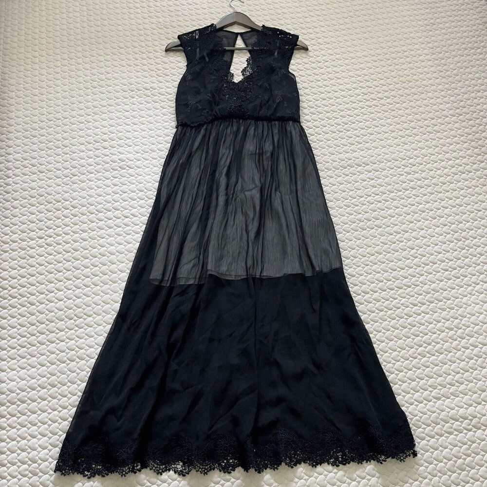 $419 NWT ALLSAINTS Sara Lace Midi Black Dress Size 8 - Picture 3 of 14